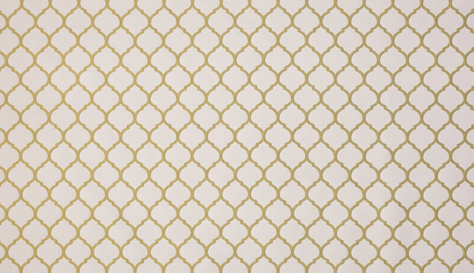 Pale fabric swatch with small yellow geometric lattice pattern