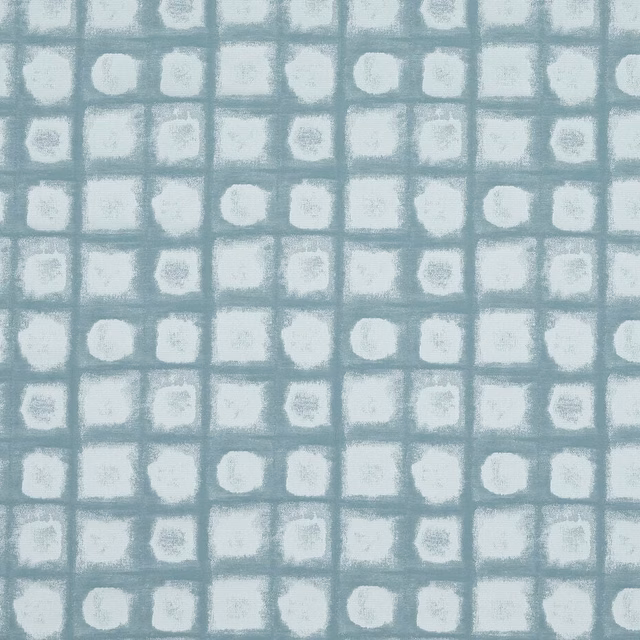 Small blue-grey geometric check fabric with softly blurred square motifs