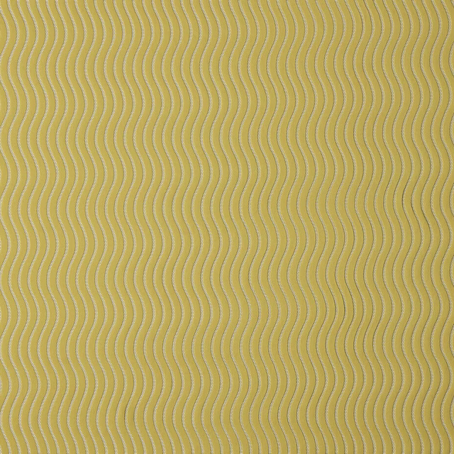 Soft zest yellow fabric with fine wavy vertical stripes and subtle woven texture