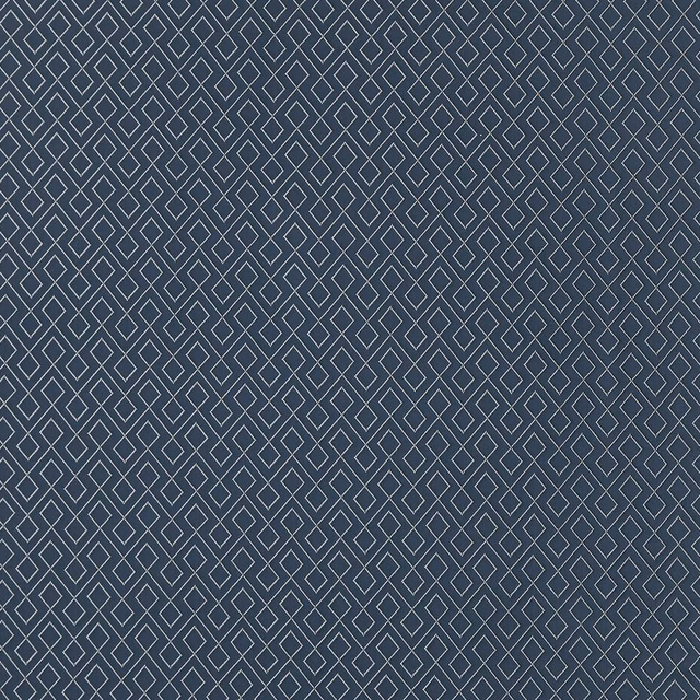 Deep indigo fabric swatch with a small white diamond geometric weave