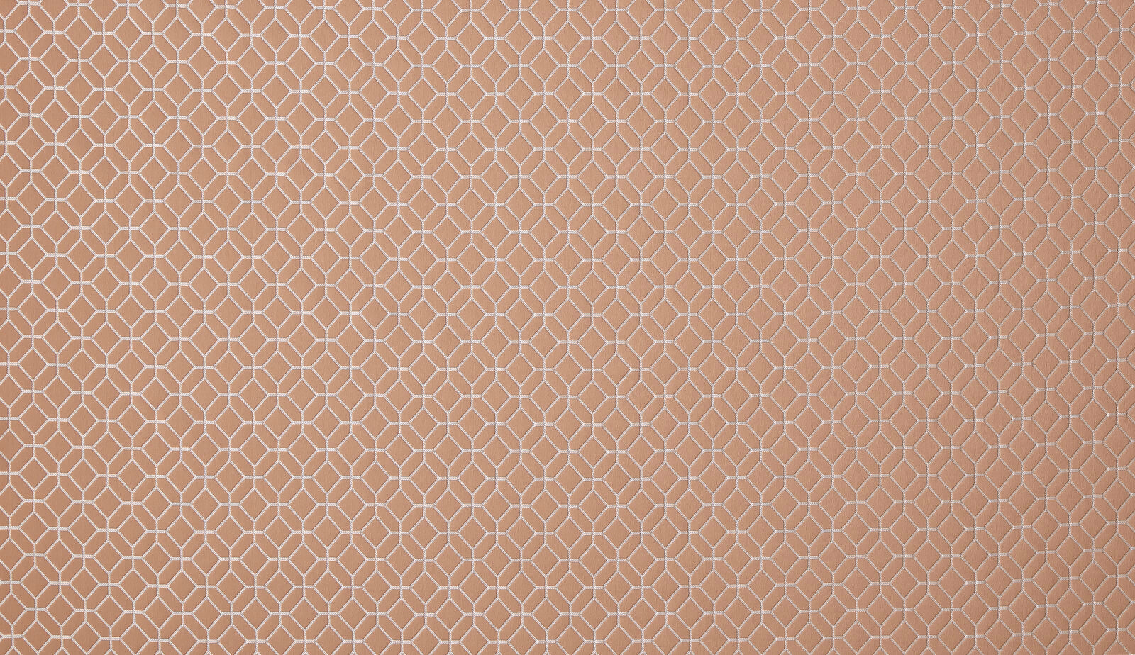 Soft rose gold geometric lattice fabric swatch with a fine metallic sheen
