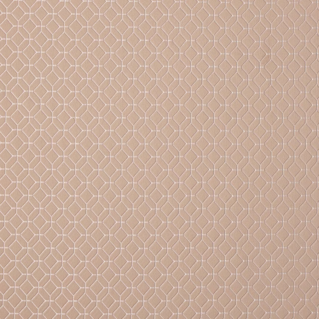 Pale shell beige fabric with a small geometric abstract woven pattern
