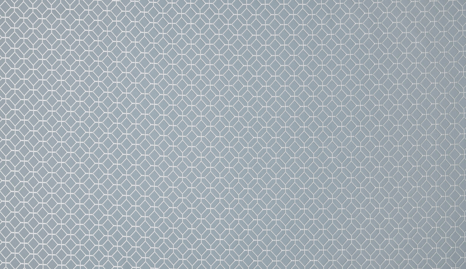 Pale sky-blue fabric with a fine white geometric lattice weave