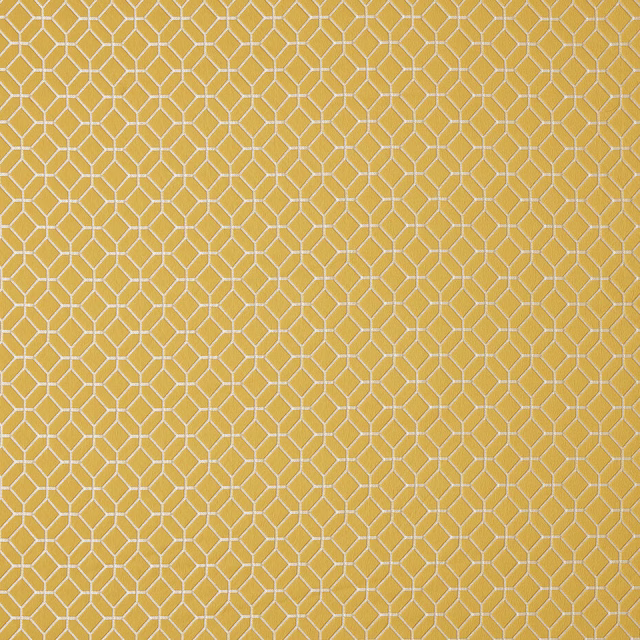 Golden yellow geometric weave with fine white outlined pattern