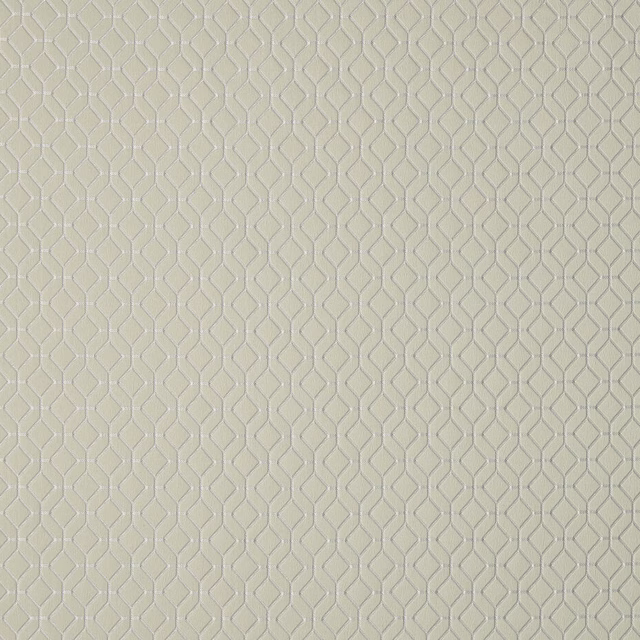 Pale ivory woven fabric with a small geometric lattice texture