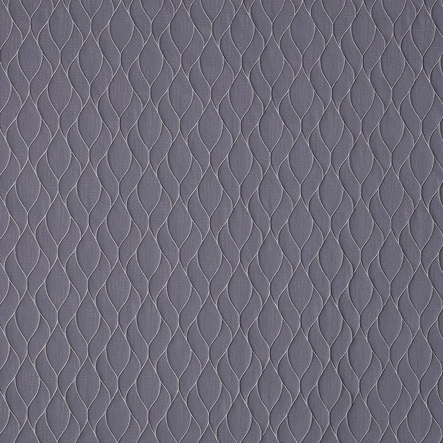 Smoky lilac-grey damask weave fabric with a small repeating leaf-like pattern