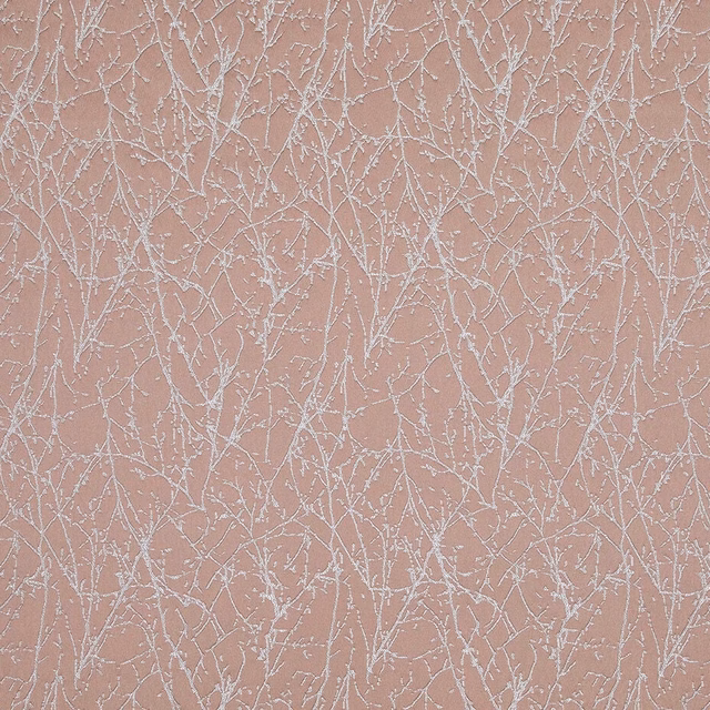 Soft blush pink woven fabric with pale abstract branching lines