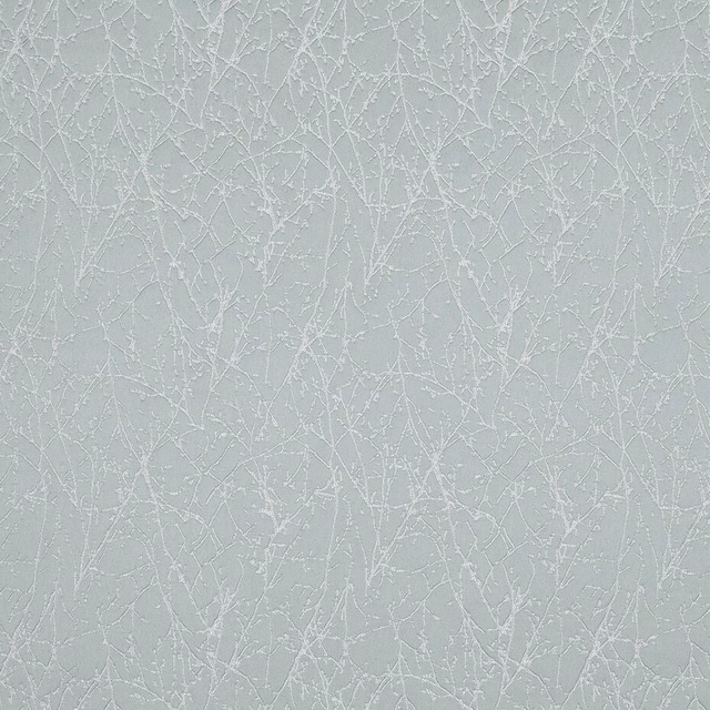 Pale icy blue textured fabric swatch with fine raised linear pattern