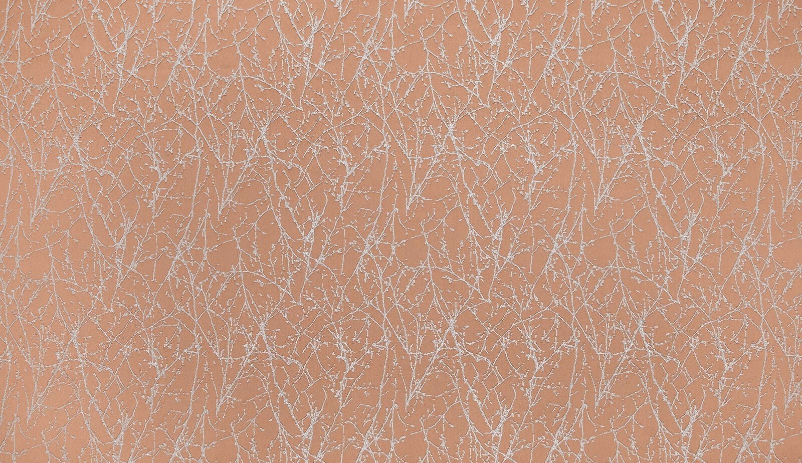 Rose gold terracotta fabric with fine pale vine-like textured weave