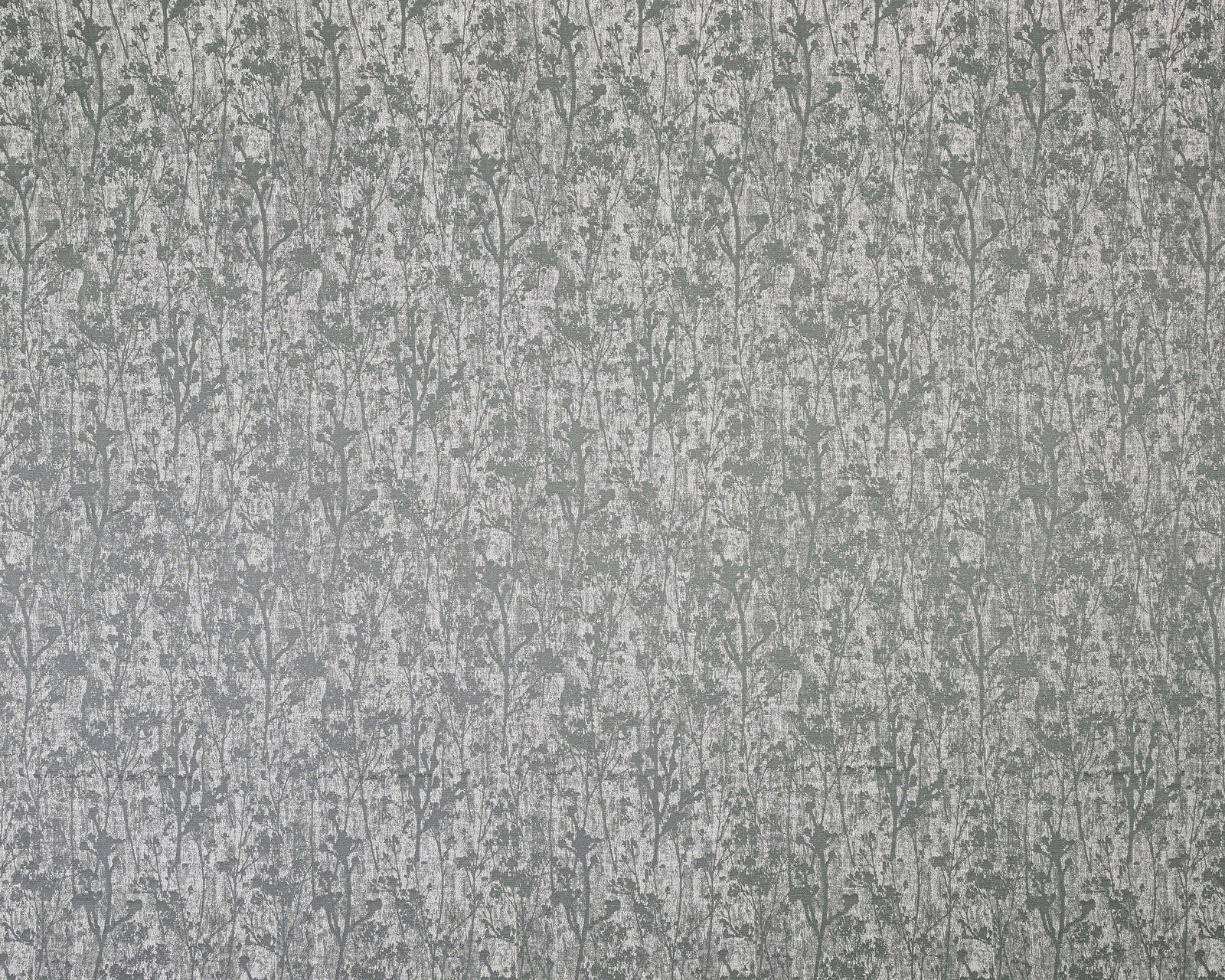 Grey botanical weave with fine branching stems on a textured ground