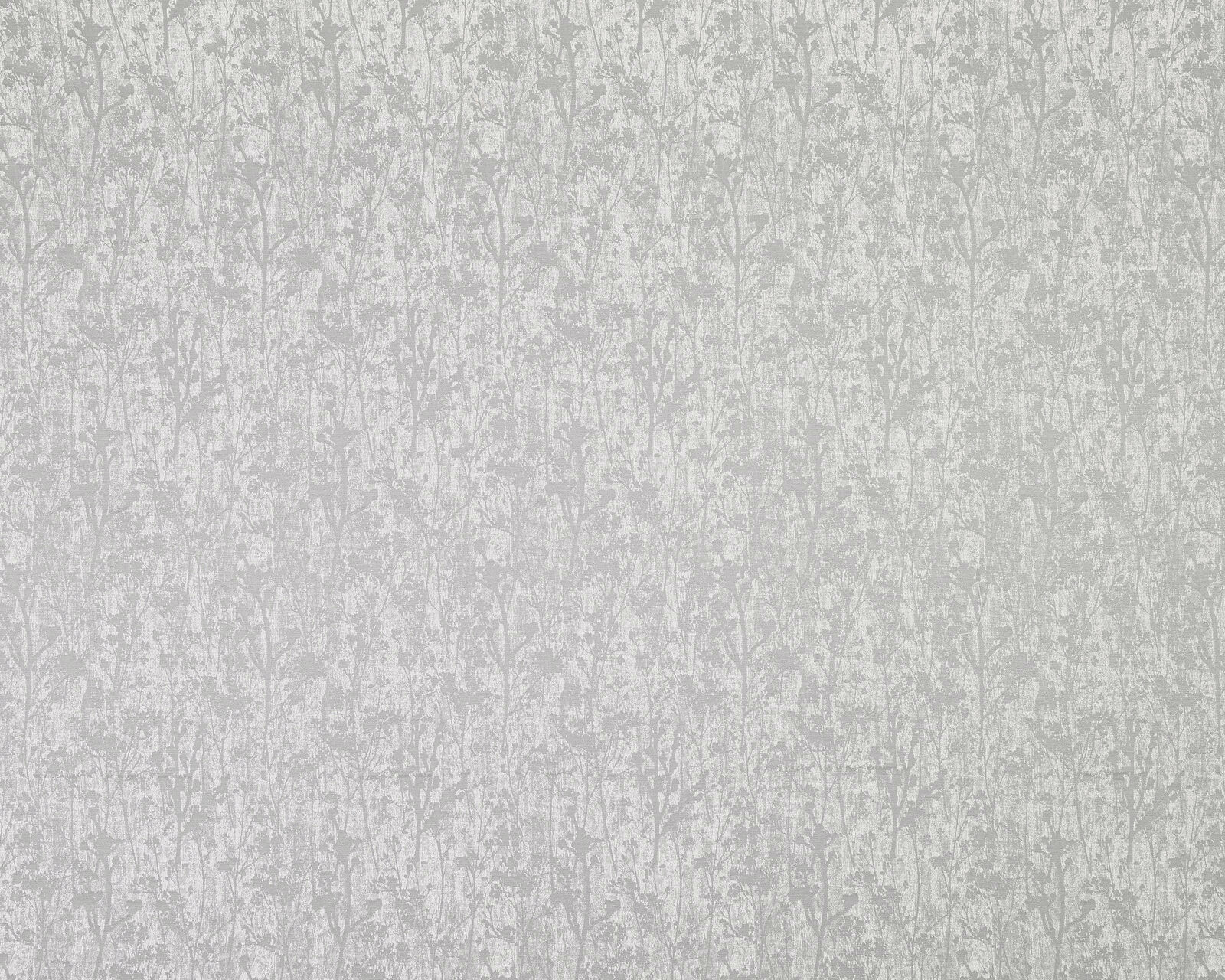 Pale silver-grey botanical woven fabric with delicate tonal texture