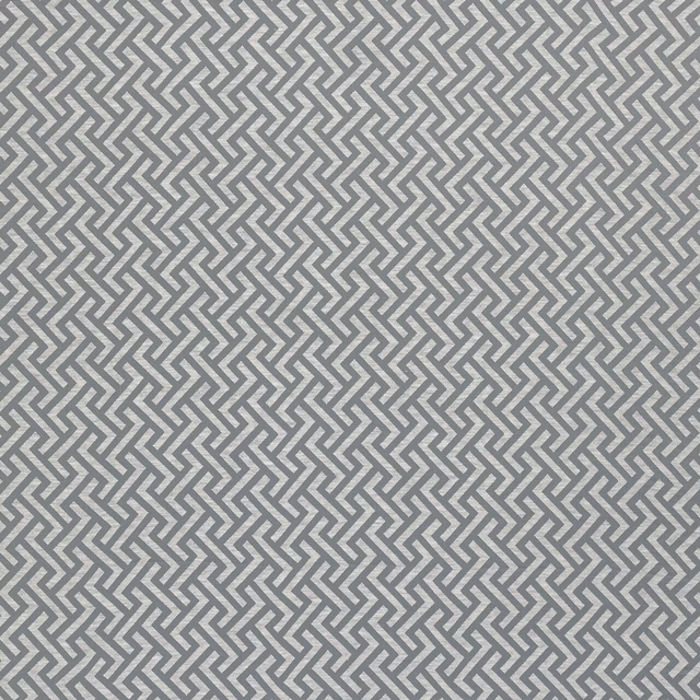 Small-scale grey zigzag woven fabric swatch in cool graphite tones