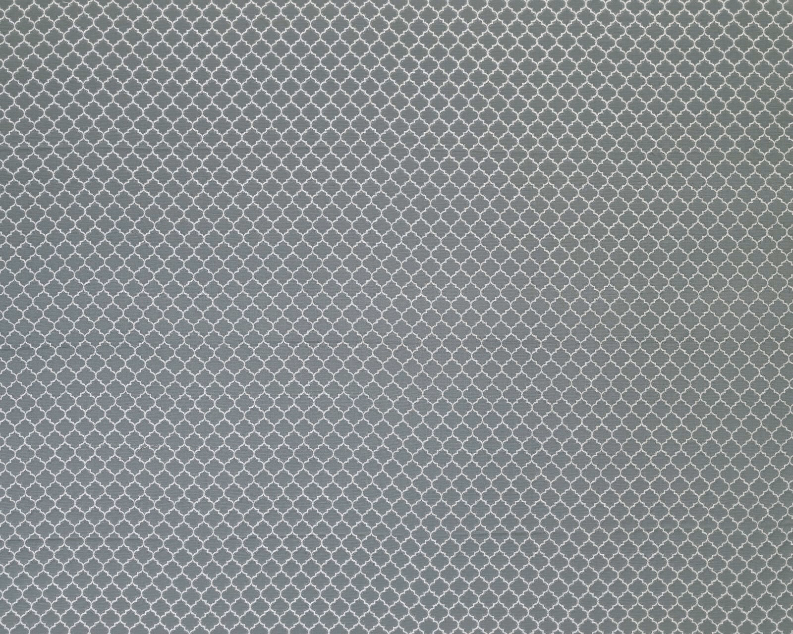 Small geometric trellis fabric in cool graphite grey with pale linework
