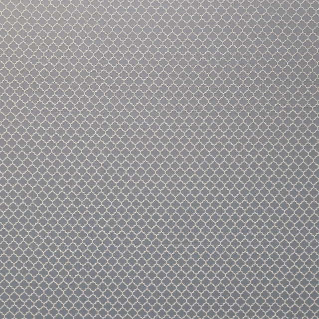 Soft mole-grey woven fabric with a small ivory geometric lattice pattern