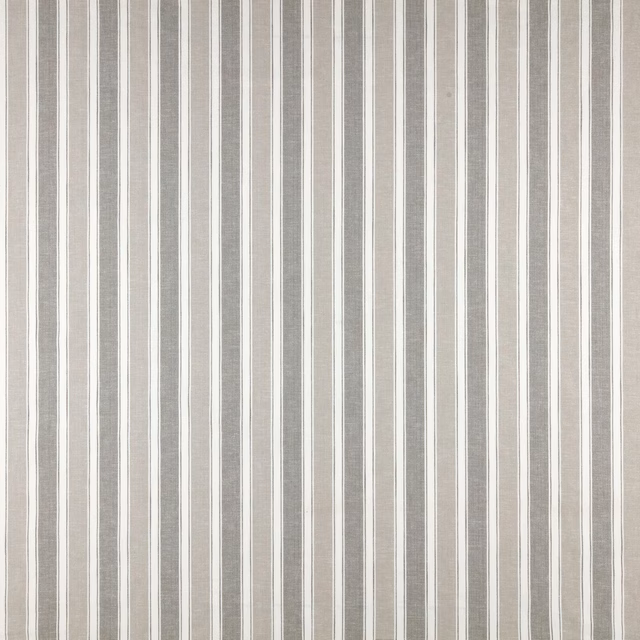 Vertical taupe and cream striped woven fabric with a fine textured surface