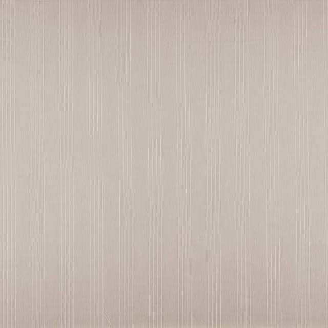 Soft ecru striped fabric with fine vertical pinlines and a matte weave