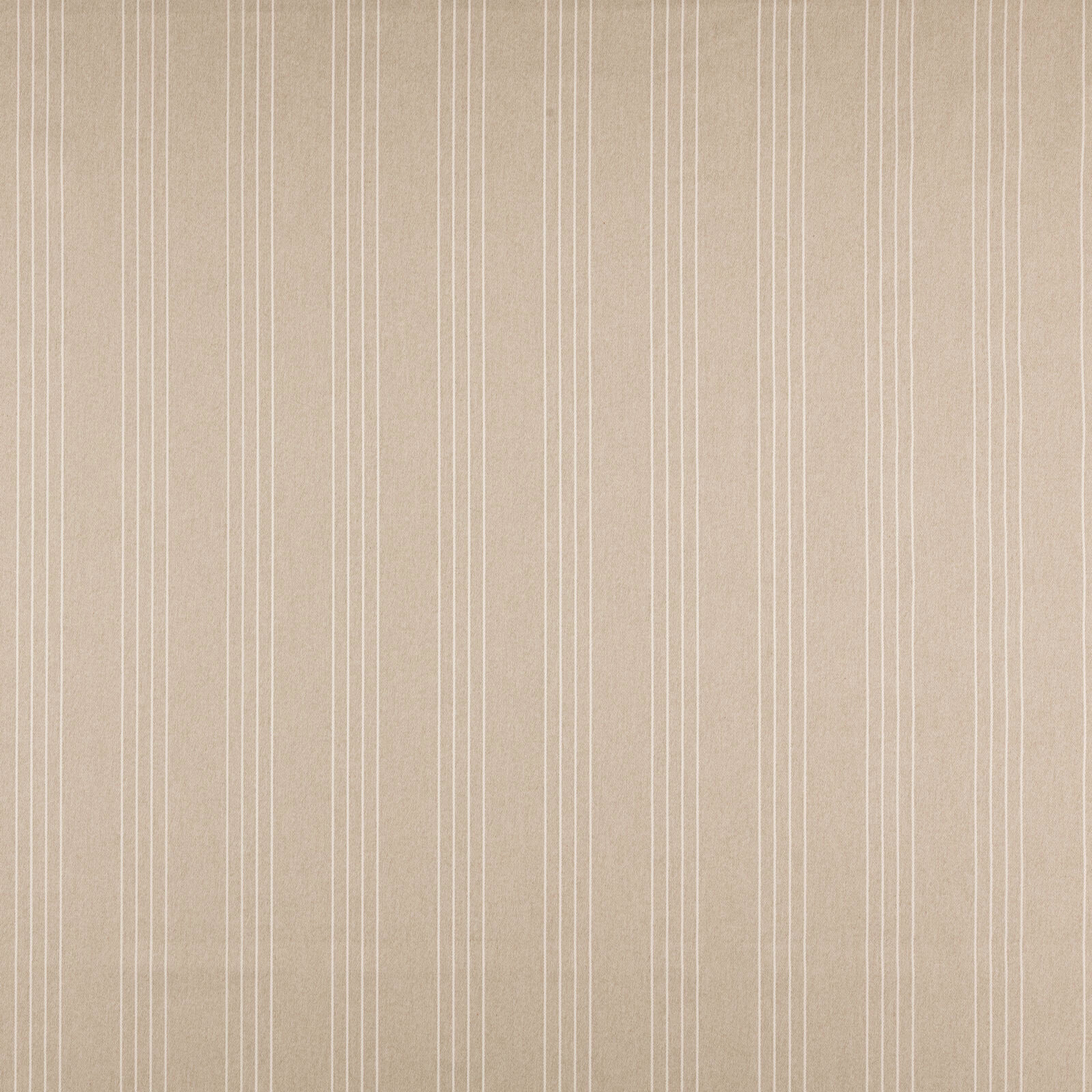 Warm beige striped fabric swatch with fine pale vertical lines