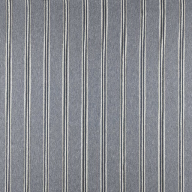 Blue-grey striped fabric with narrow cream and dark vertical pinstripes