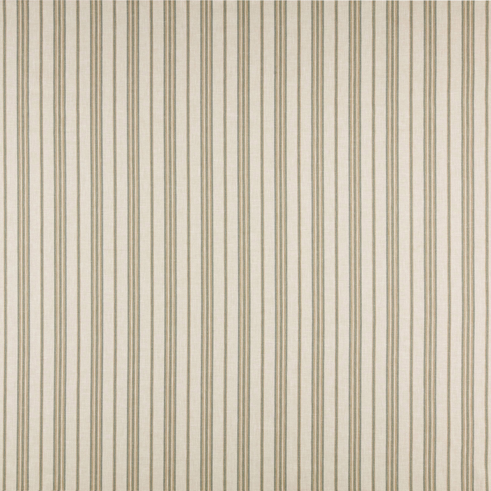 Vertical seafoam and cream pinstripes on a softly textured woven fabric