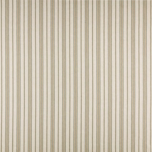 Vertical seafoam and cream pinstripes on a softly textured woven fabric