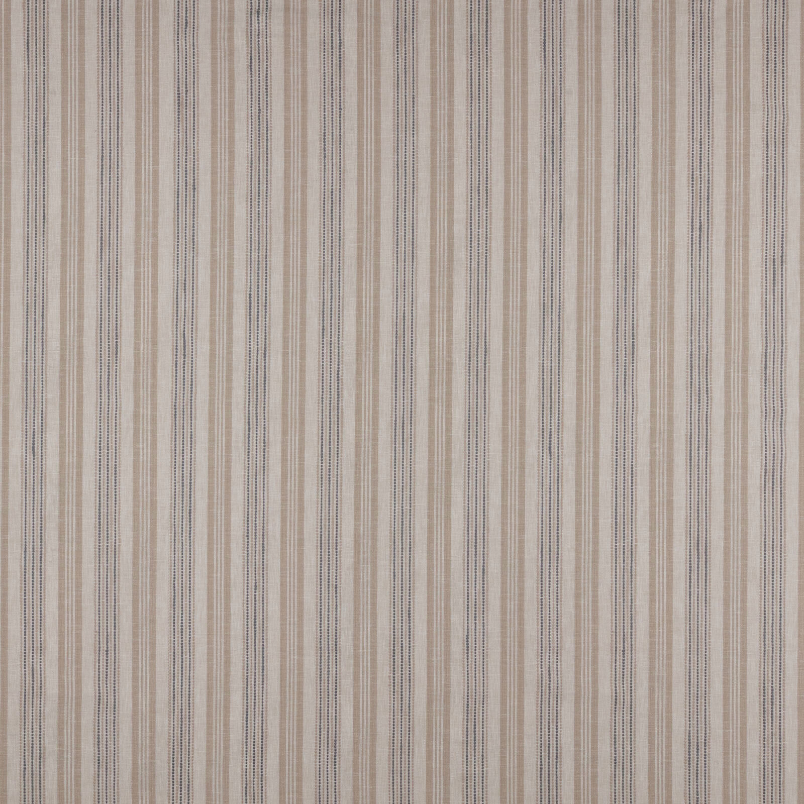 Vertical fawn, cream and taupe pinstripe fabric with fine woven texture