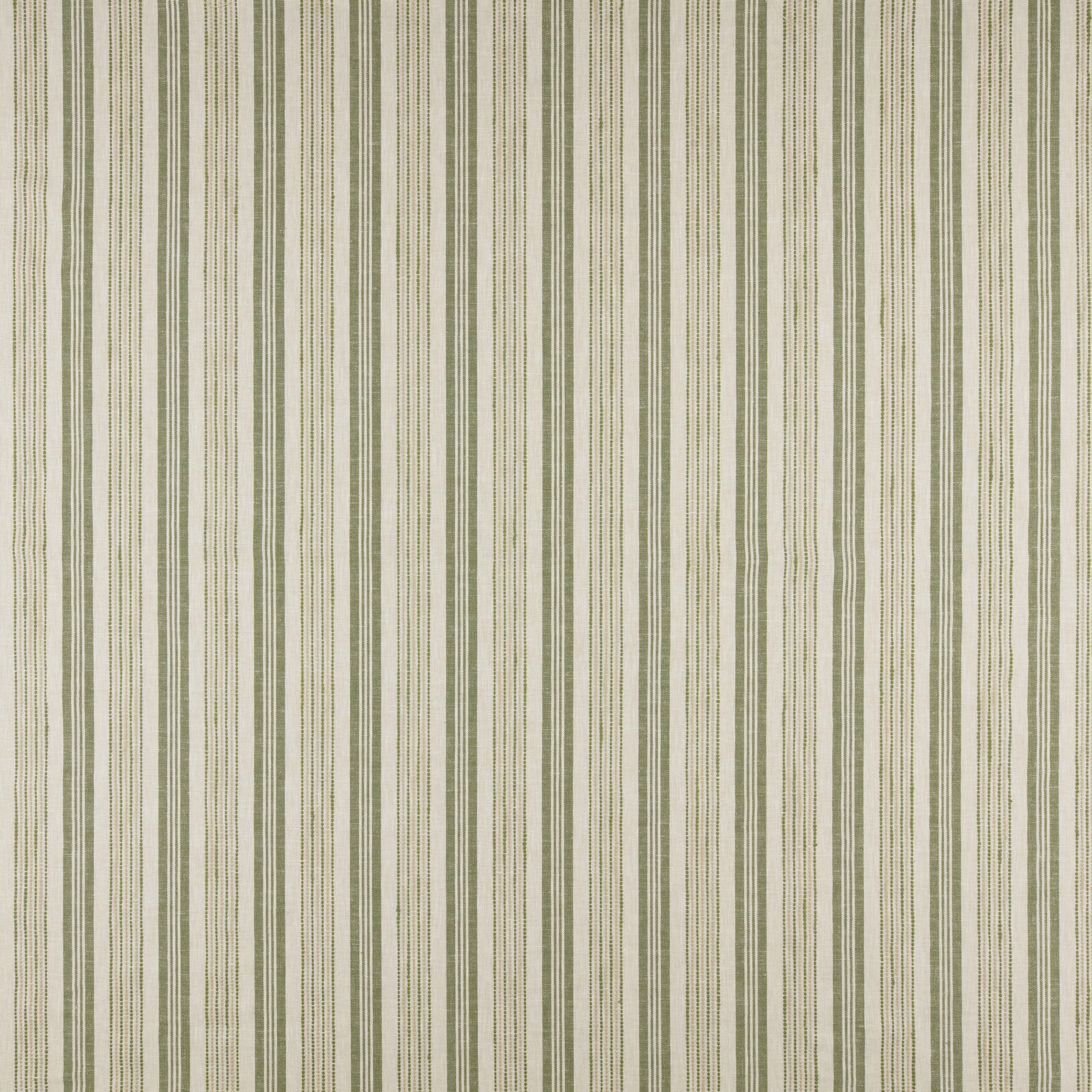 Vertical sage green and ivory striped fabric with fine woven detail