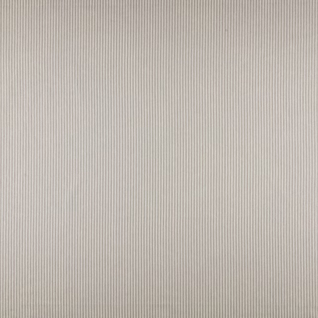Pale dove grey pinstripe fabric with fine vertical stripes and a crisp woven texture