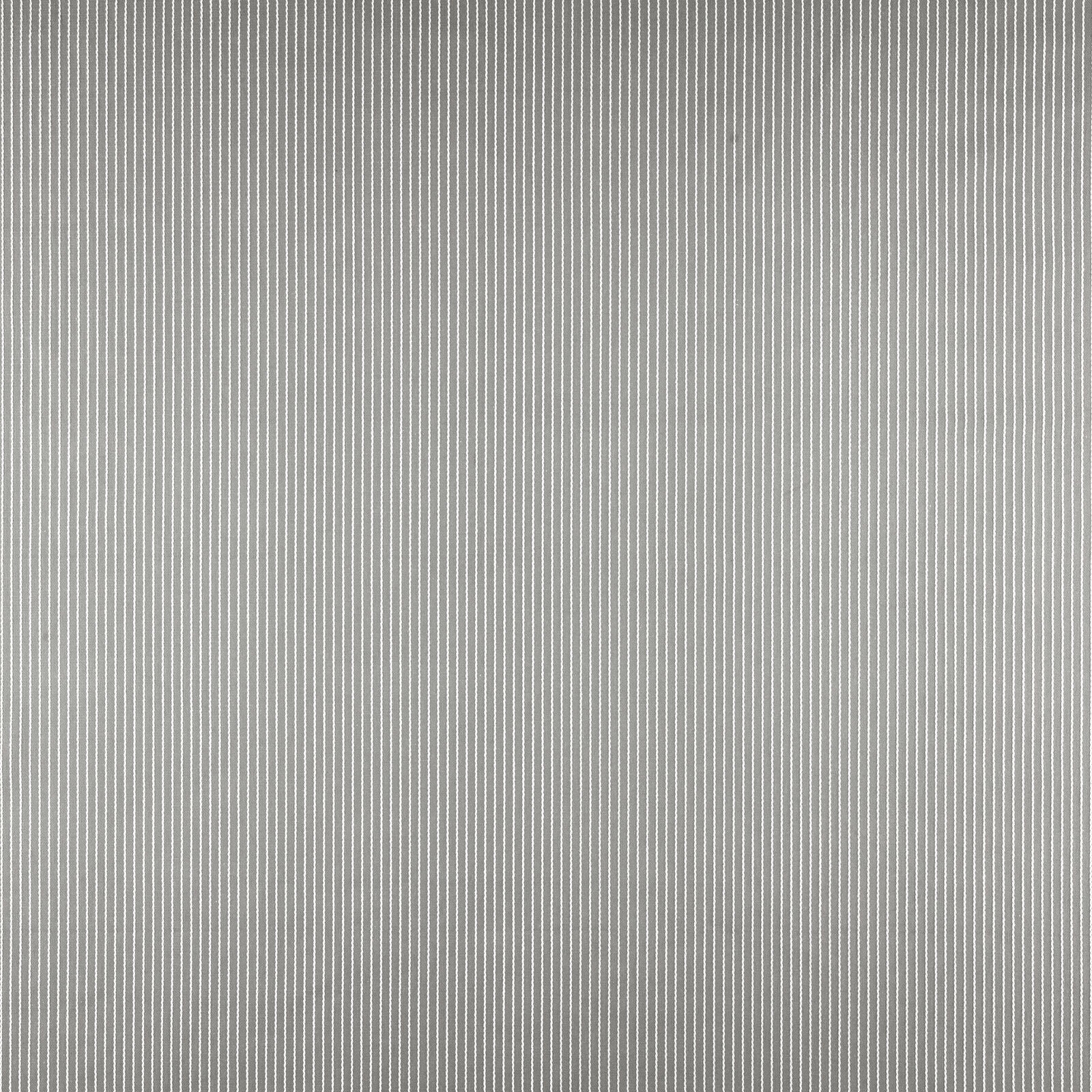 Fine vertical grey pinstripes on a soft pebble-toned woven fabric