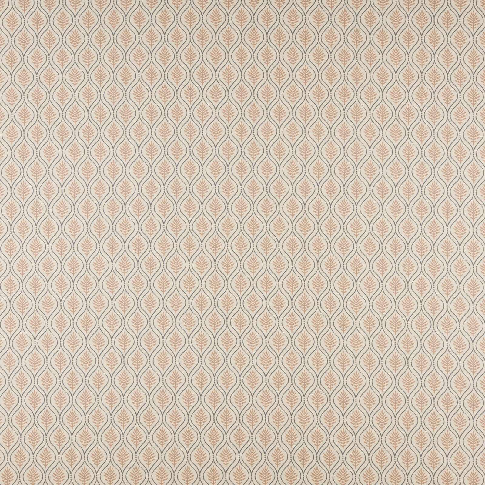 Small peach leaf motif on an ivory-beige woven fabric swatch