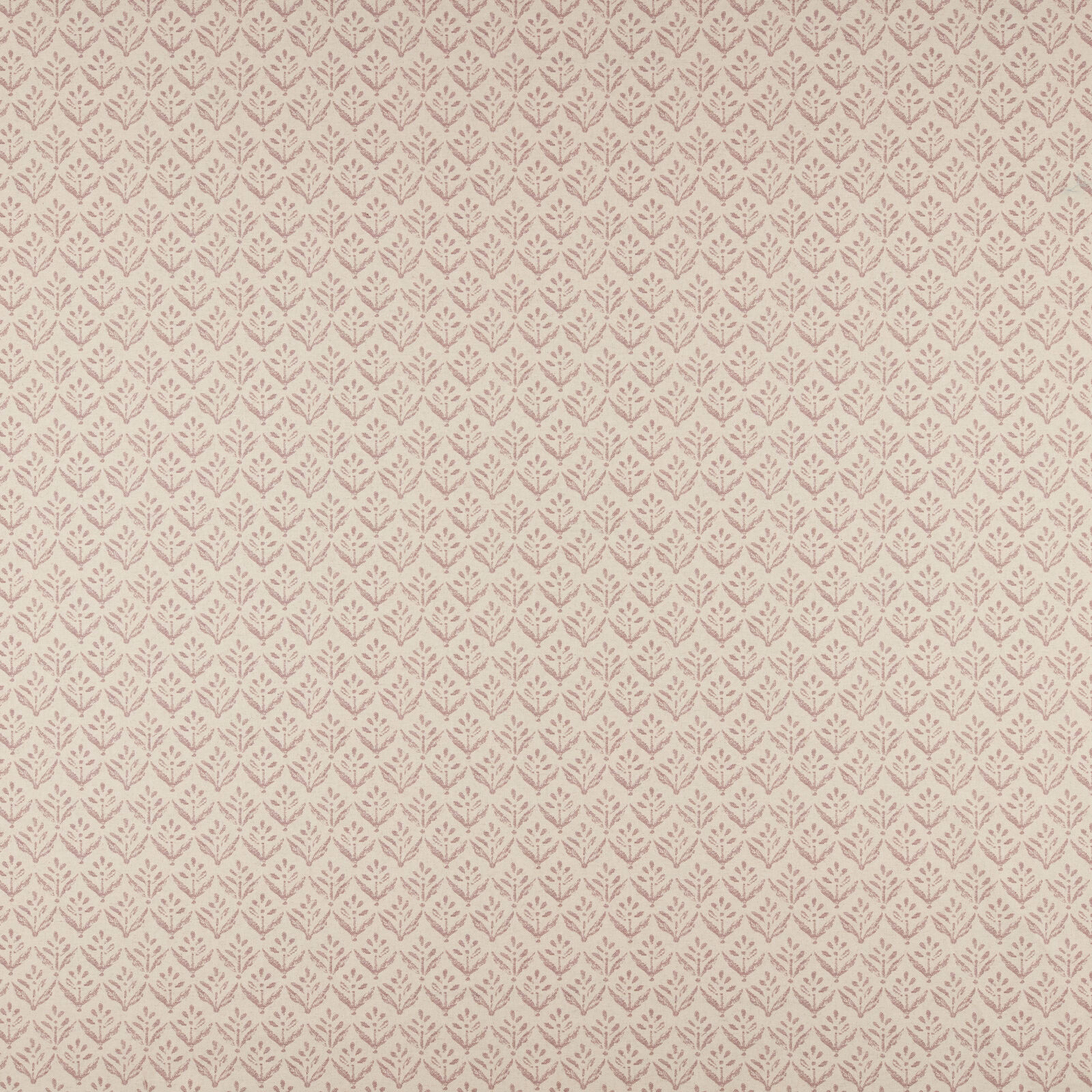 Pale rose patterned fabric swatch with small repeating leaf motif and fine woven texture