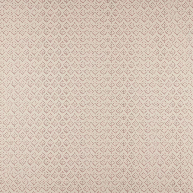 Pale rose patterned fabric swatch with small repeating leaf motif and fine woven texture