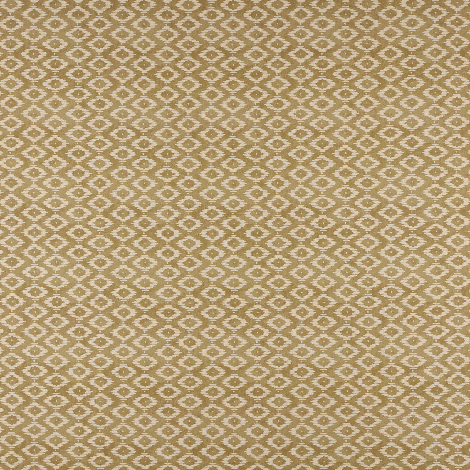 Close-up of small diamond geometric fabric in warm gold and ivory weave