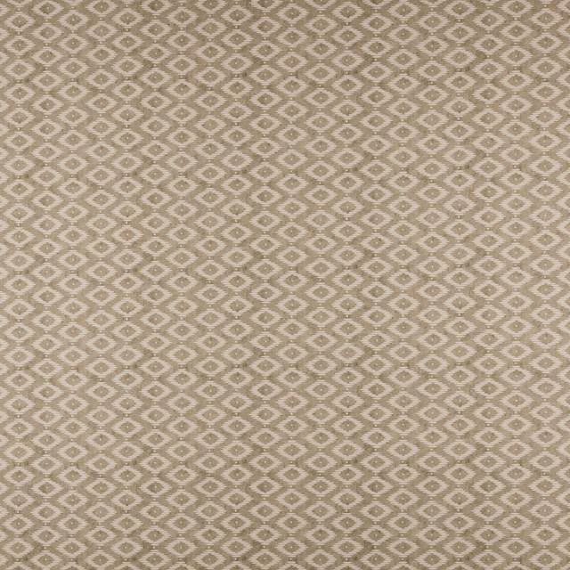 Soft sand beige geometric fabric with small diamond motifs and woven texture