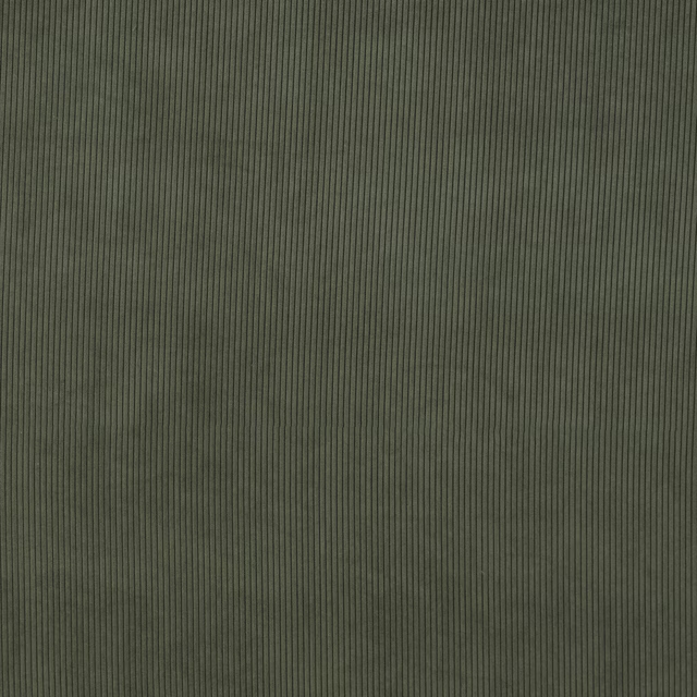 Muted olive green plain fabric with fine vertical ribbed texture