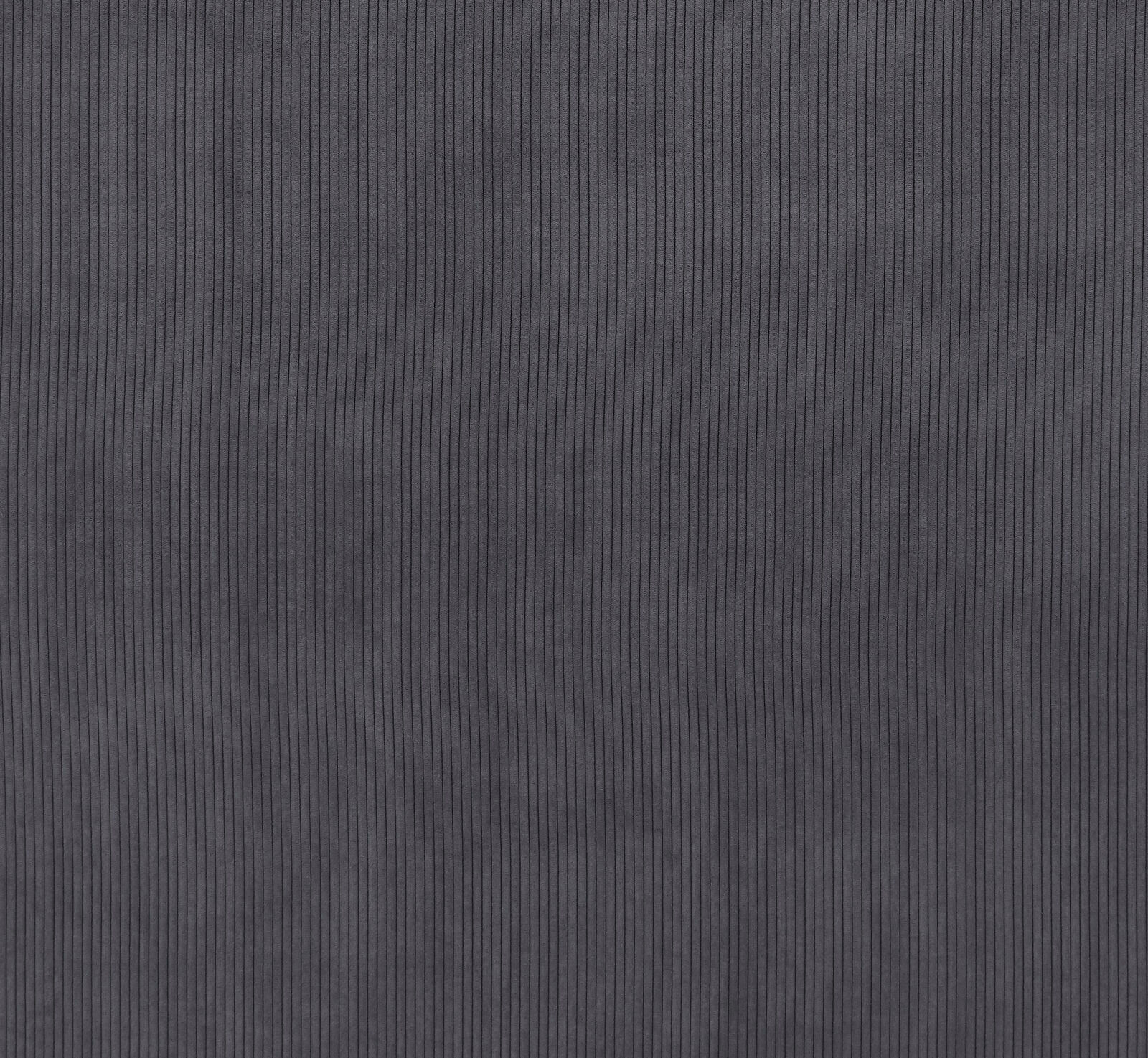 Dark graphite grey fabric swatch with fine vertical ribbed stripes