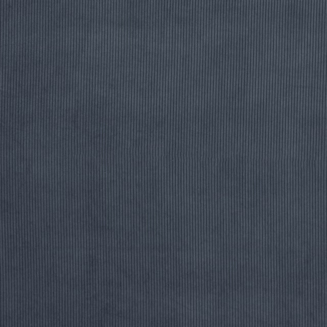 Muted slate blue ribbed plain fabric with fine vertical texture
