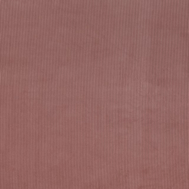 Dusty rose pink ribbed plain fabric swatch with fine vertical texture