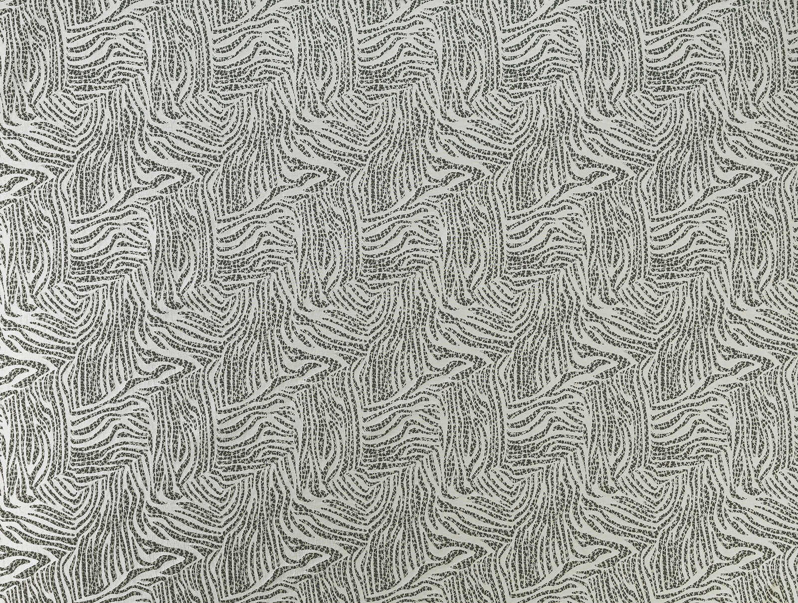 Close-up of grey textured woven fabric with layered zebra-like pattern