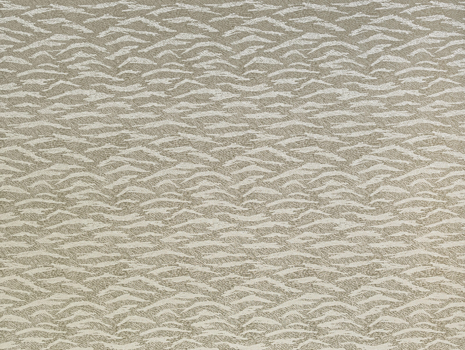 Warm beige textured fabric with small ivory wave-like woven motif