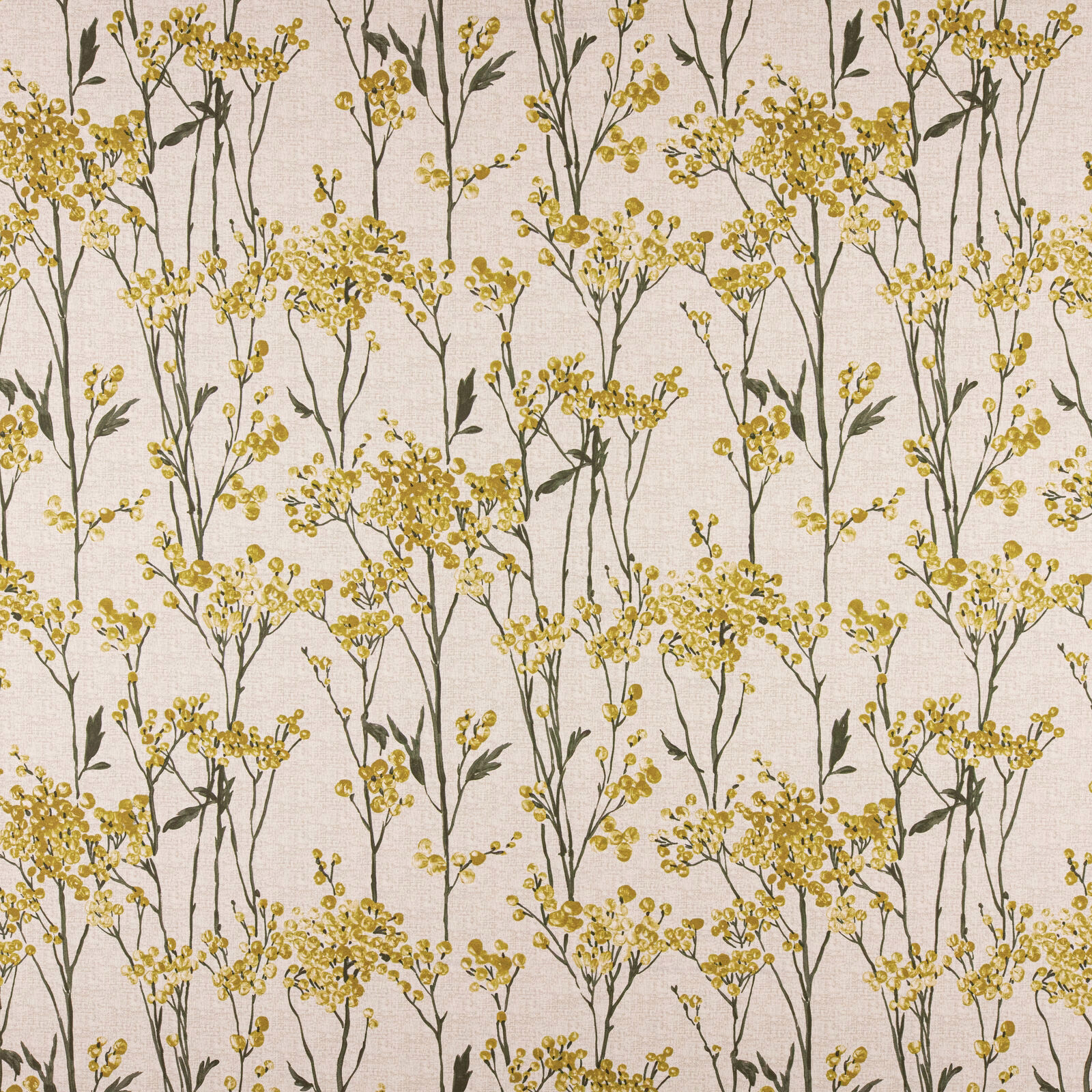 Maize yellow botanical sprigs on a pale neutral cotton ground