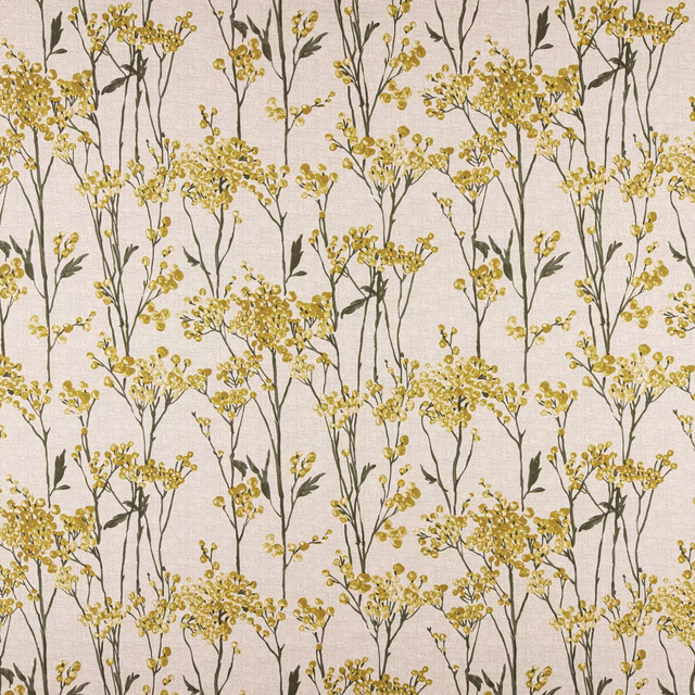 Maize yellow botanical sprigs on a pale neutral cotton ground
