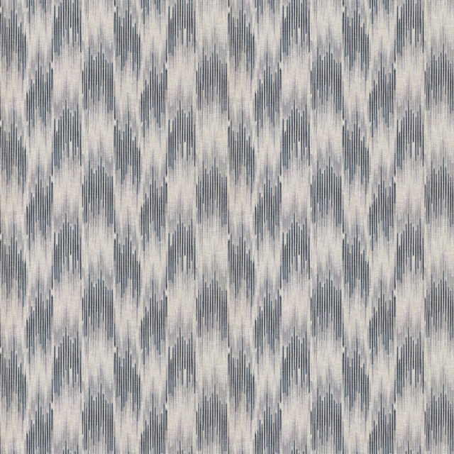 Pale ivory fabric with vertical ink-blue geometric strokes and woven texture