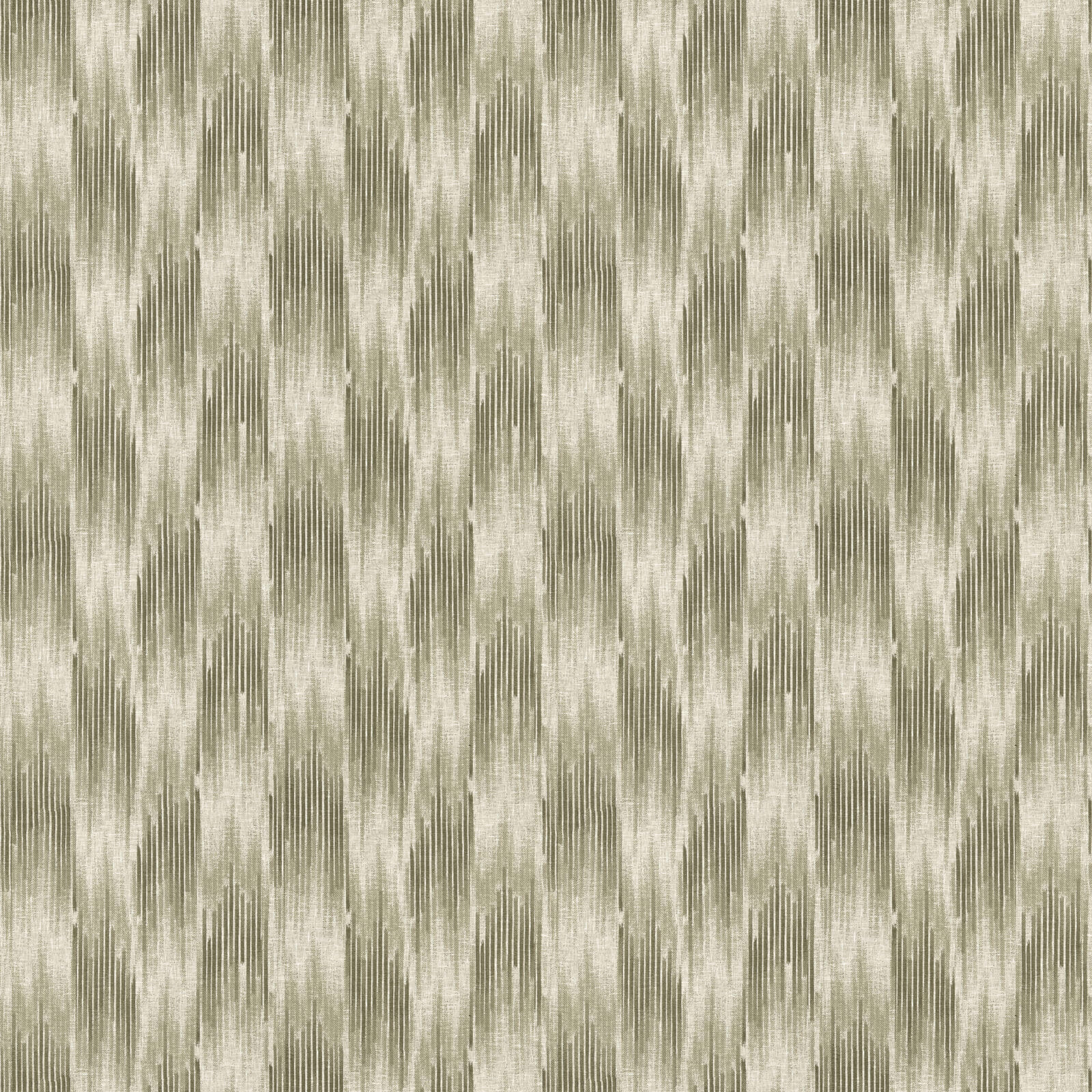 Muted moss green drapery fabric with fine vertical striations and soft textured ground
