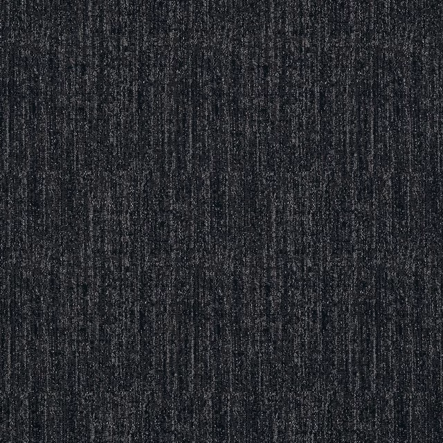 Close-up of charcoal-black textured fabric with fine vertical tonal flecks