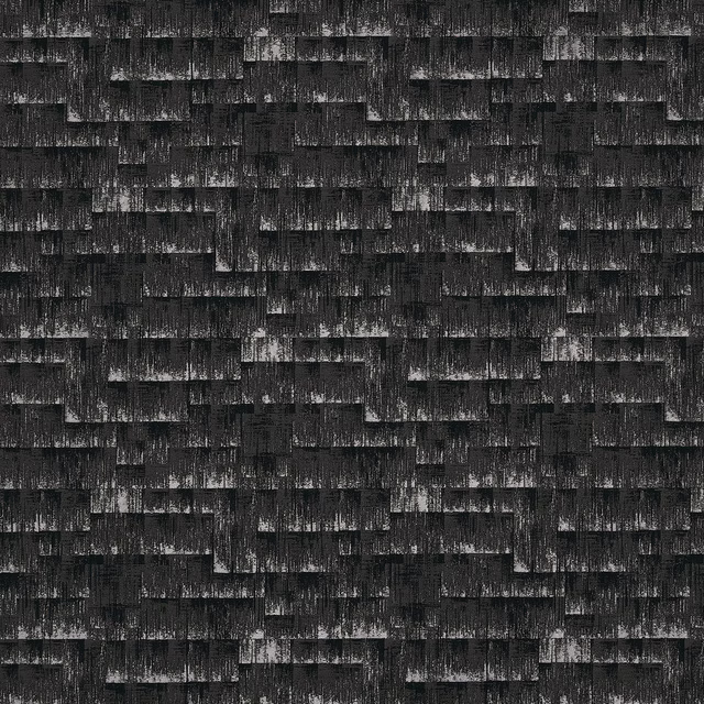 Charcoal grey textured geometric fabric with layered woven blocks