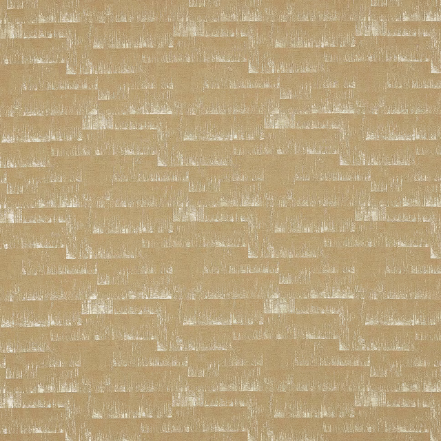 Textured brushed gold woven fabric with subtle horizontal stepped pattern