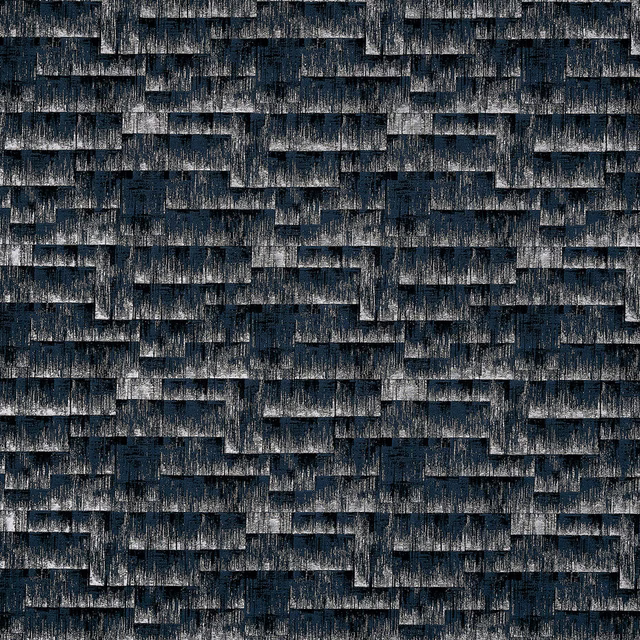 Dark inky blue textured fabric with stepped horizontal woven bands