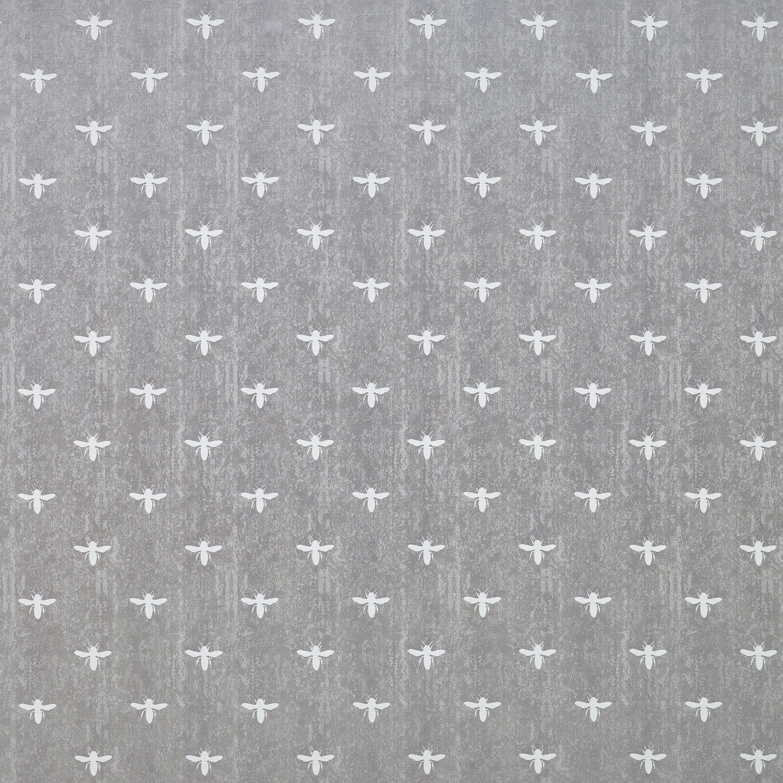 Silver-grey patterned fabric with small white insect-like motifs on a softly textured ground