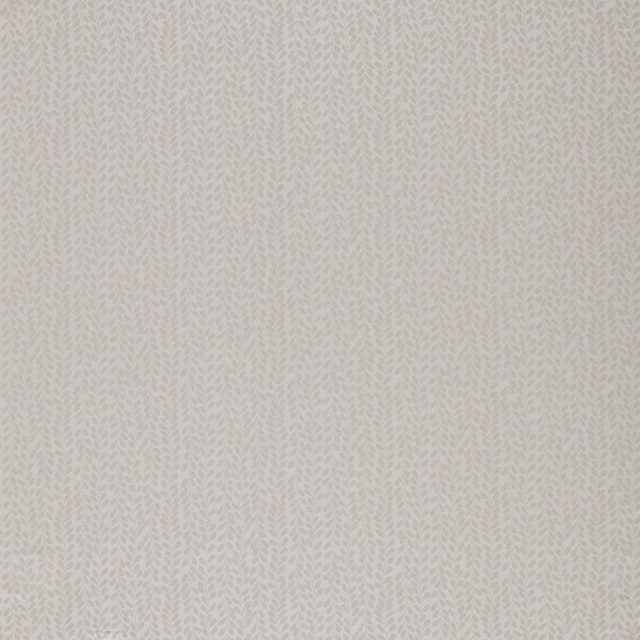 Pale oyster cream fabric with tiny tonal leaf repeat and soft woven texture