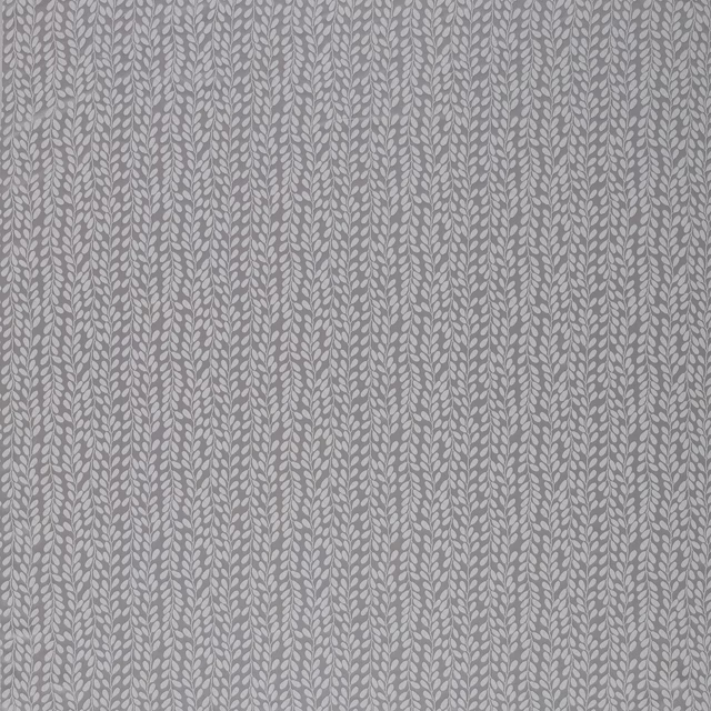 Pewter grey fabric with a small vertical leaf trail pattern
